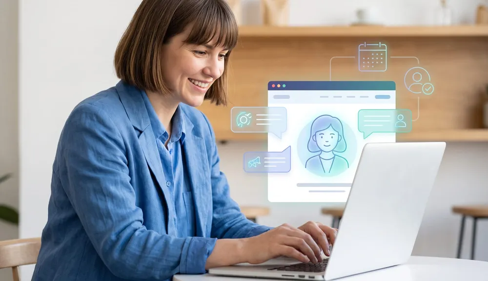 Small business website with an AI assistant helping customers, qualifying leads and booking appointments