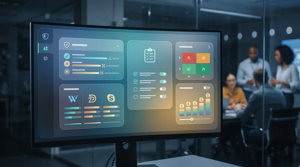 Accessibility audit cost dashboard showing WCAG checks, CMS platforms, testing tasks, and remediation priorities