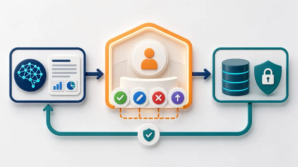 Human approval gate between an AI agent proposal and a consequential system action