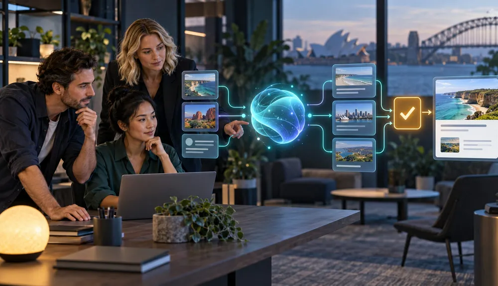 Content team supervising an on-demand AI agent workflow with approval and audit controls
