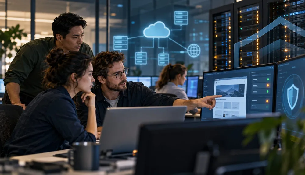 Website operations team coordinating an urgent PHP security update across business systems