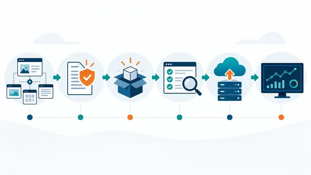 Six-stage workflow for a controlled Drupal security update