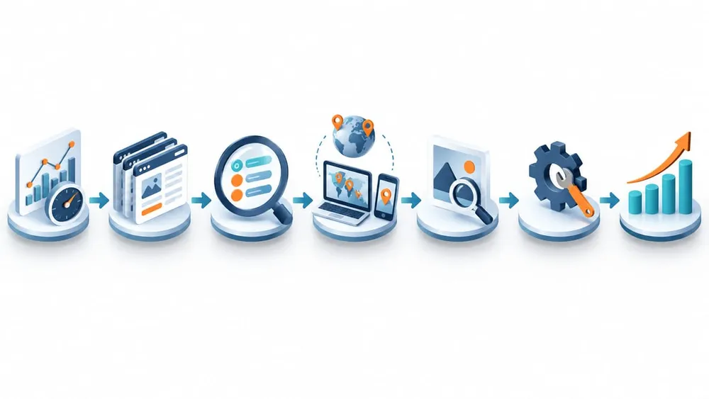 Seven-stage workflow for measuring and improving multimodal search visibility