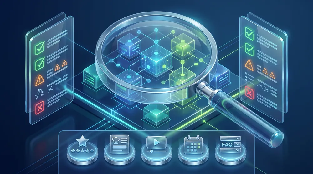 Structured data validation and SEO diagnostics concept