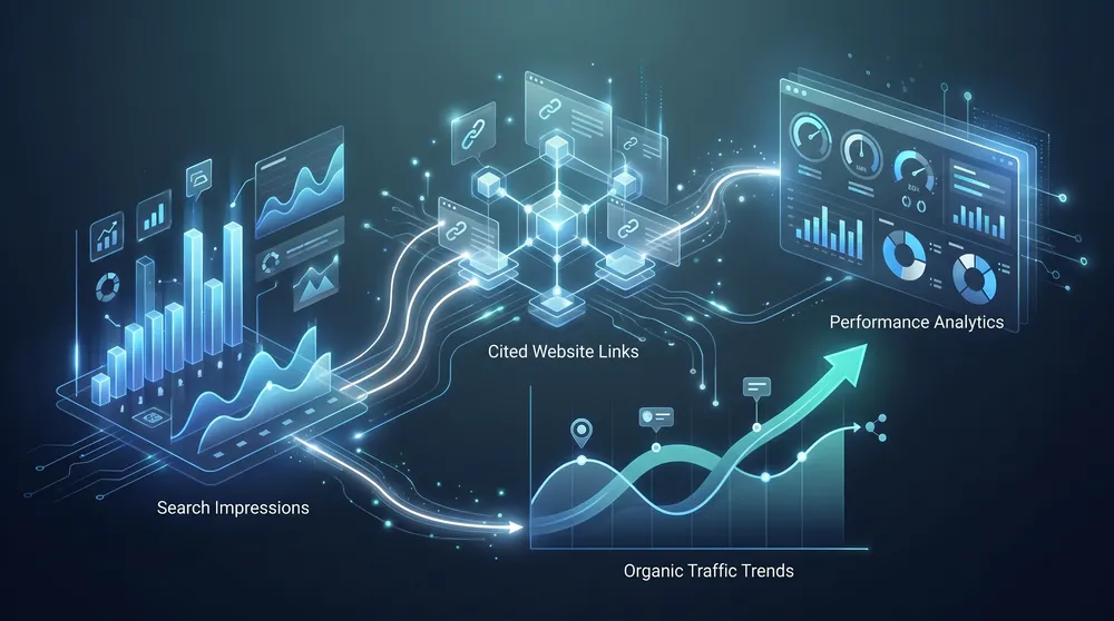 Google AI Overviews measurement concept with Search Console performance data and GA4 organic traffic analysis