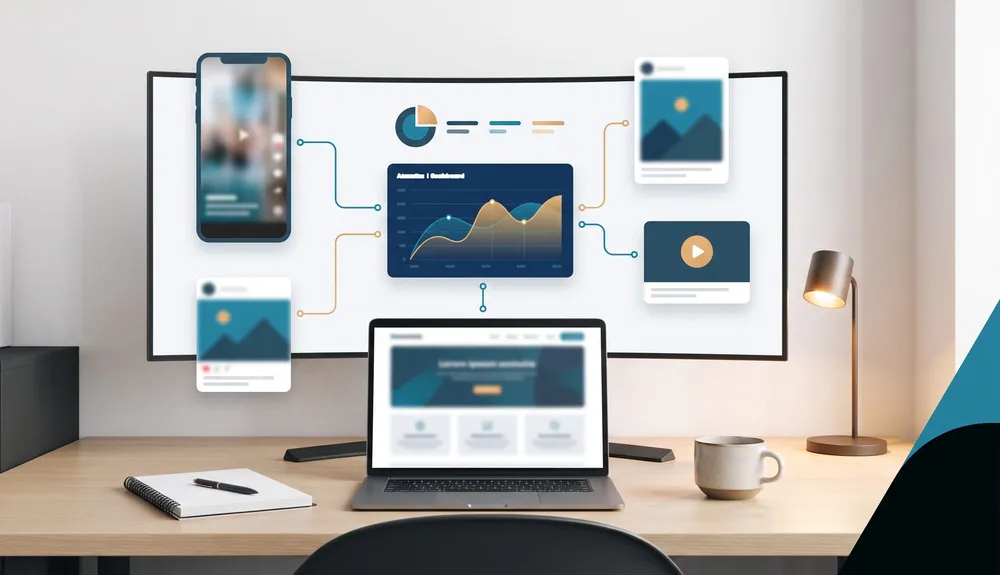 Search Console dashboard connecting website SEO with Instagram TikTok X and YouTube search performance