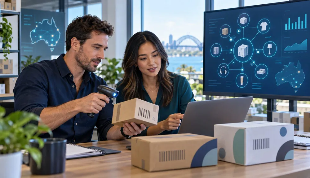 Ecommerce operations team reviewing connected product barcode data