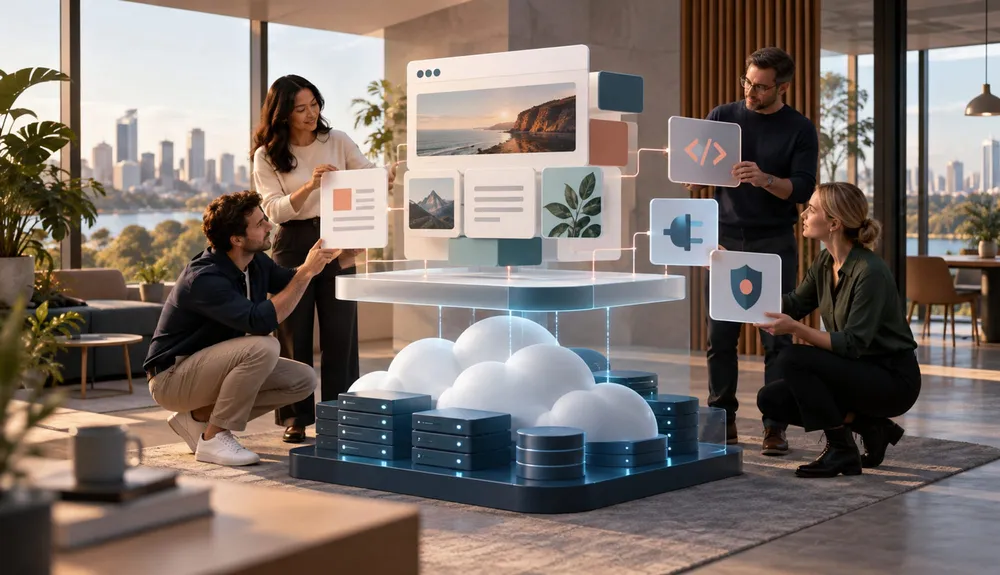 Managed cloud platform supporting an adaptable website content system and digital team