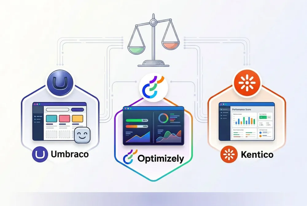 Umbraco vs Kentico CMS comparison illustration