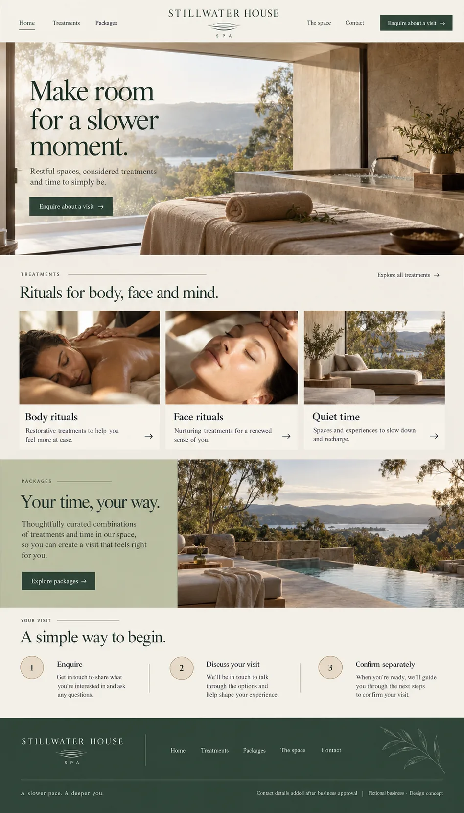 Stillwater House Spa home page design preview