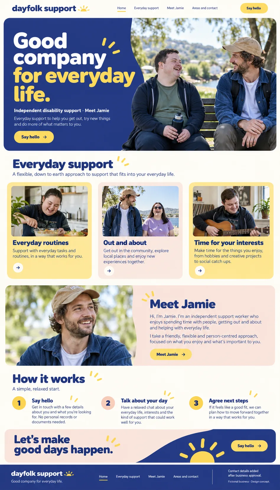 Dayfolk Support home page design preview
