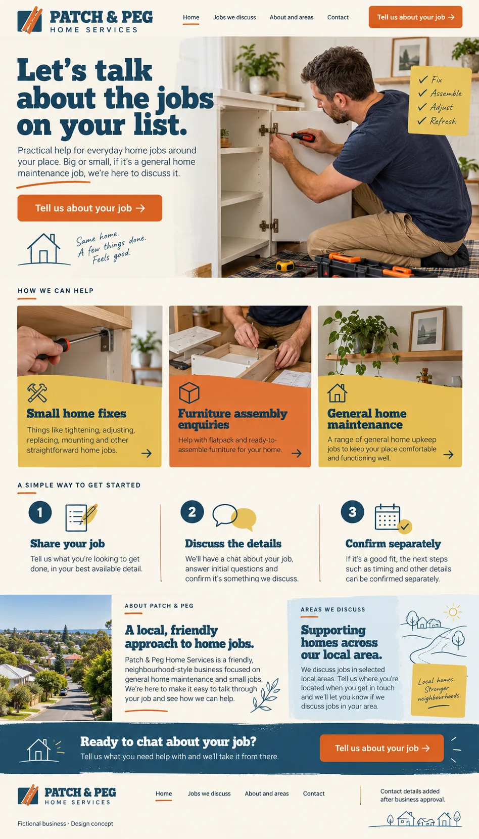 Patch & Peg Home Services home page design preview