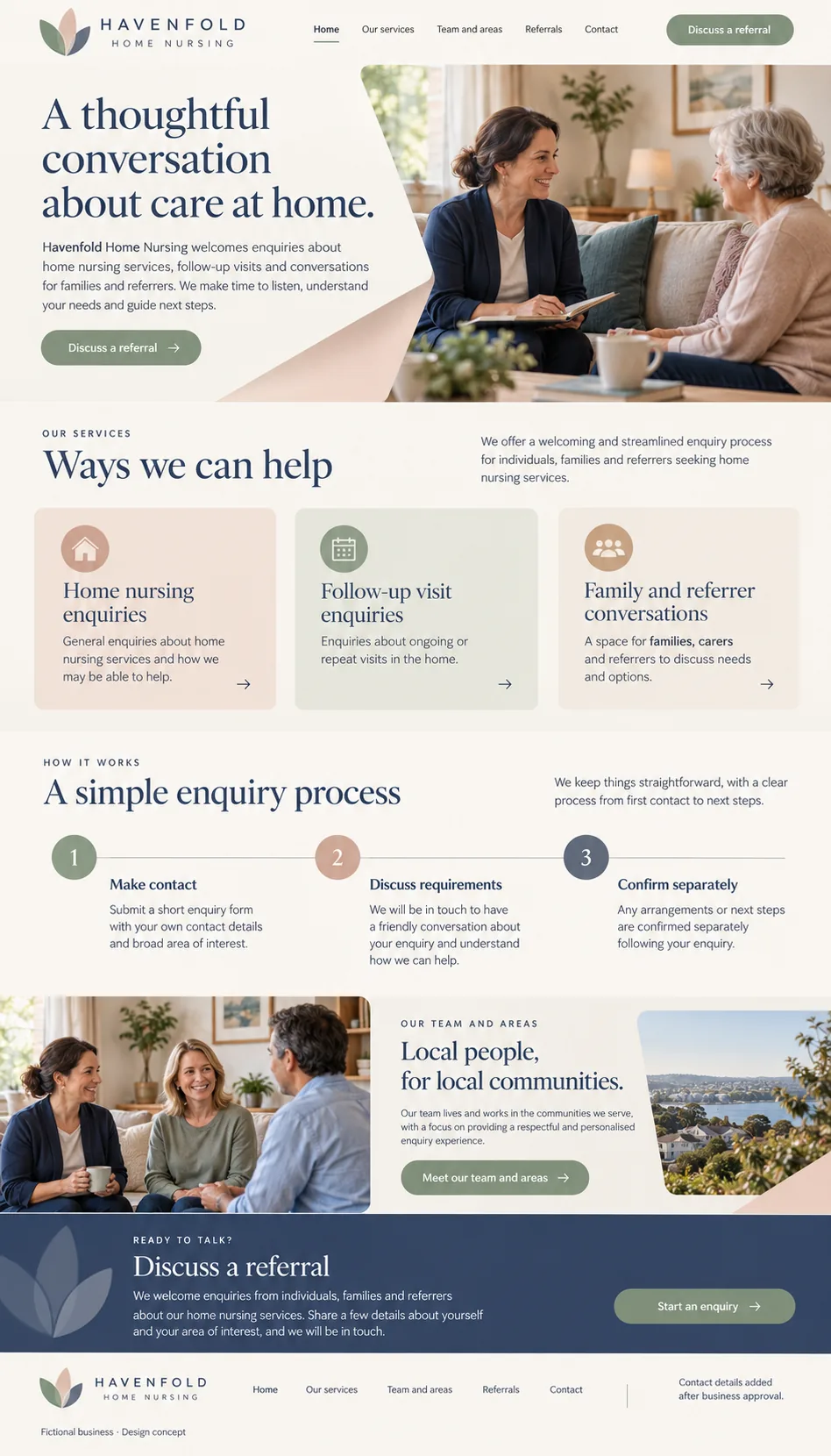 Havenfold Home Nursing home page design preview