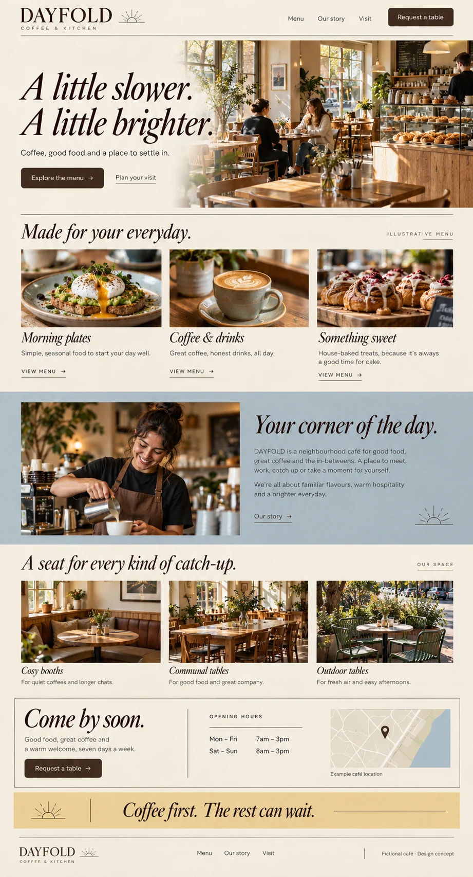 Dayfold Coffee & Kitchen home page design preview