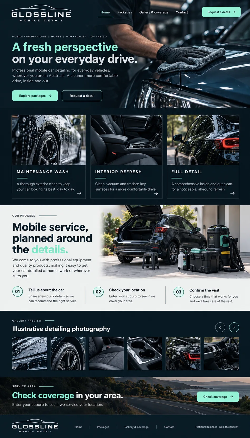 Glossline Mobile Detail home page design preview