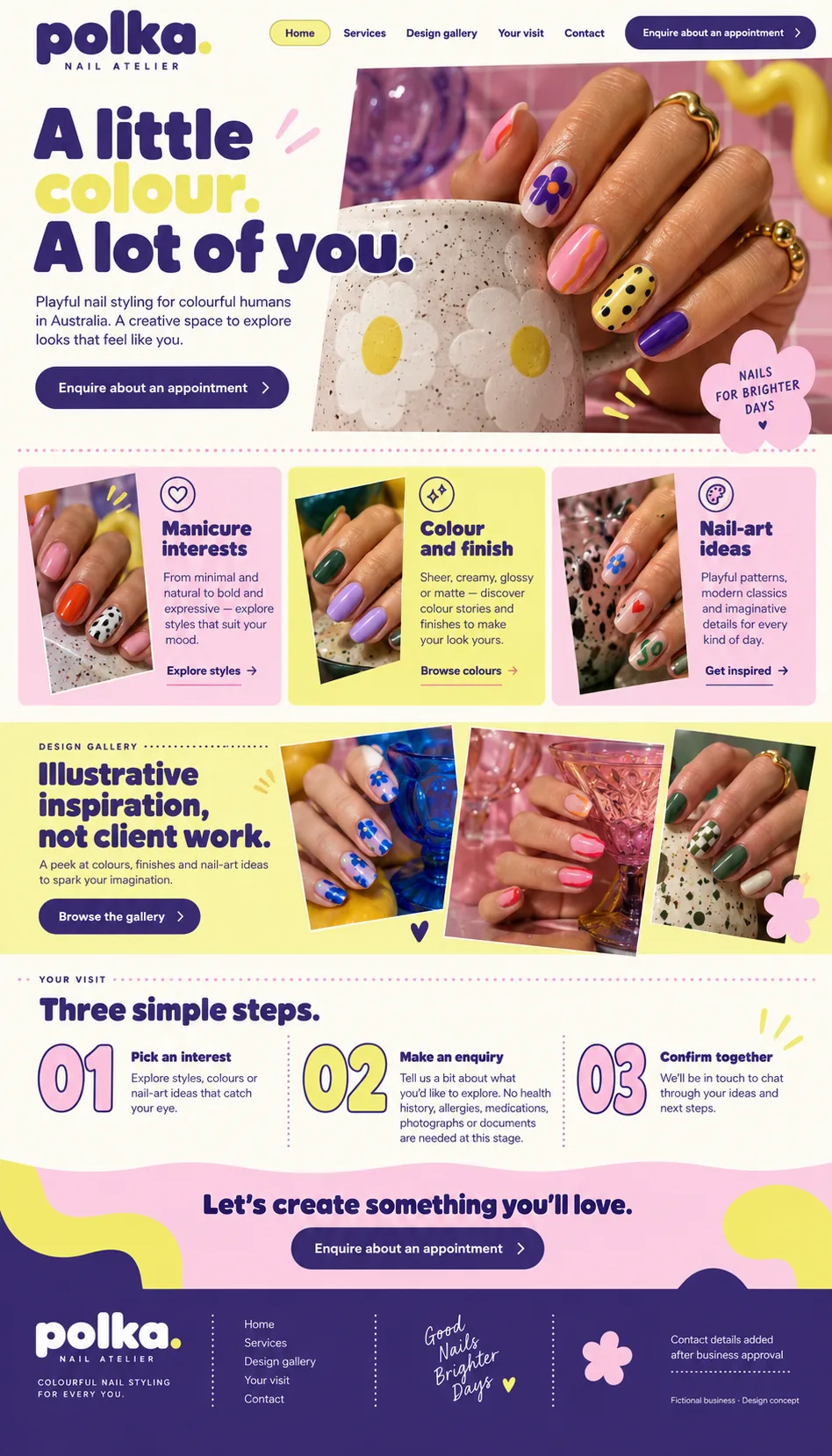 Polka Nail Atelier home page design preview
