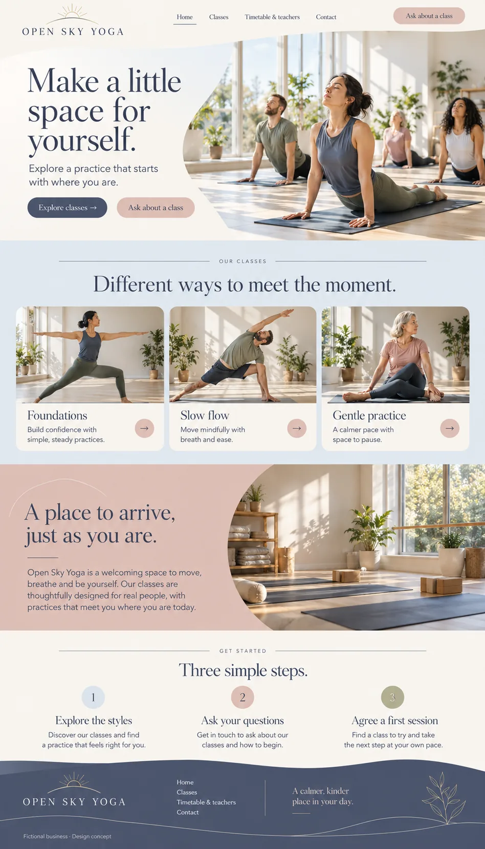 Open Sky Yoga home page design preview